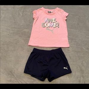 Puma Girls Set 5T
Shirt 85% Polyester 15% Cotton
Shorts 100% Polyester